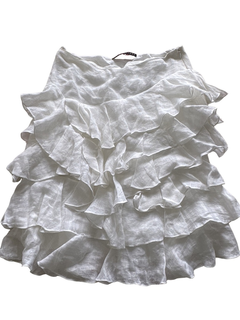 Ralph Lauren Black Label White Tiered Ruffle Mini Skirt
